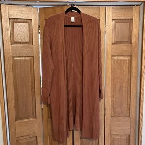 Terra & Sky Open Front Sweater Size 3X Carmel Long Sleeve